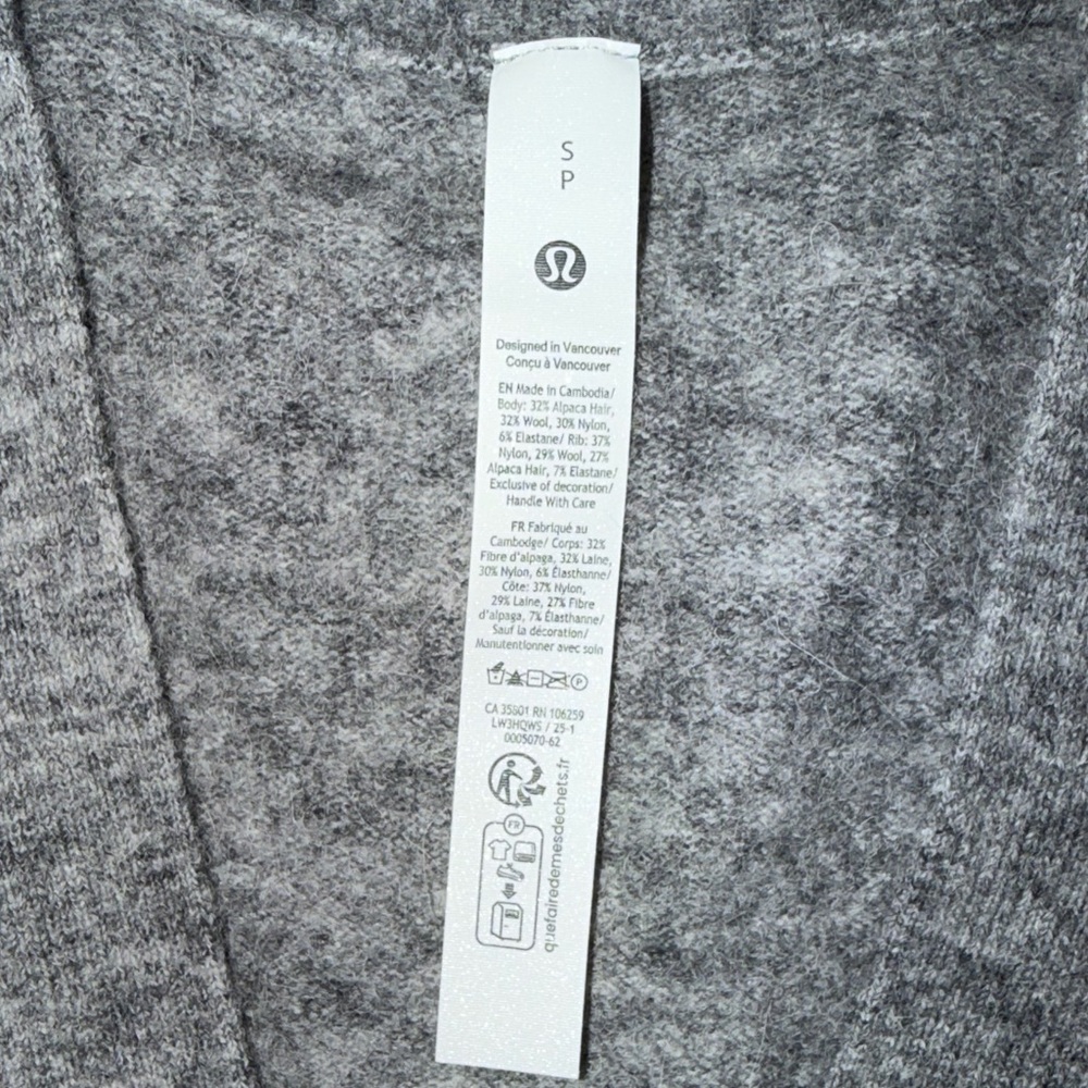 Lululemon NWT Gray Alpaca Wool-Blend Button Cardigan Sweater Women’s Size Small - Picture 2 of 10